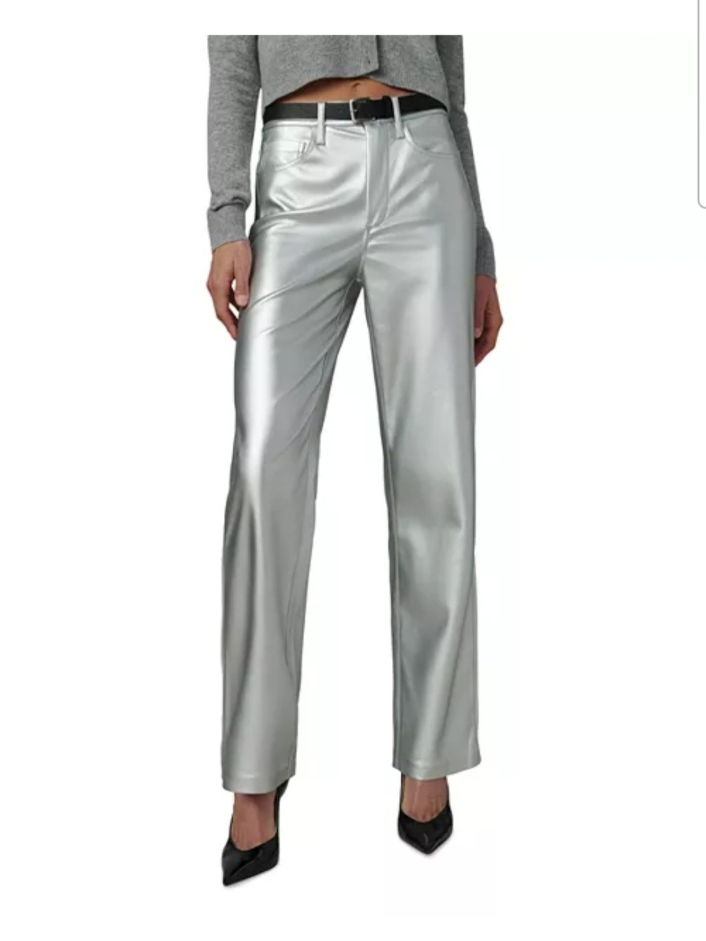 Joe's Jeans Metallic Silver Wide-Leg Pants
